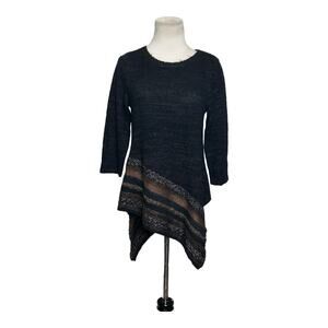 Chico's brown 3/4 sleeves asymmetrical layered tunic sweater size 0 -Small